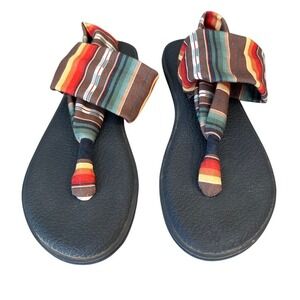 Sanuk Yoga Sling 2 Stripes Sandals Thong Flip Flops Comfort Casual‎ Women's Sz 6